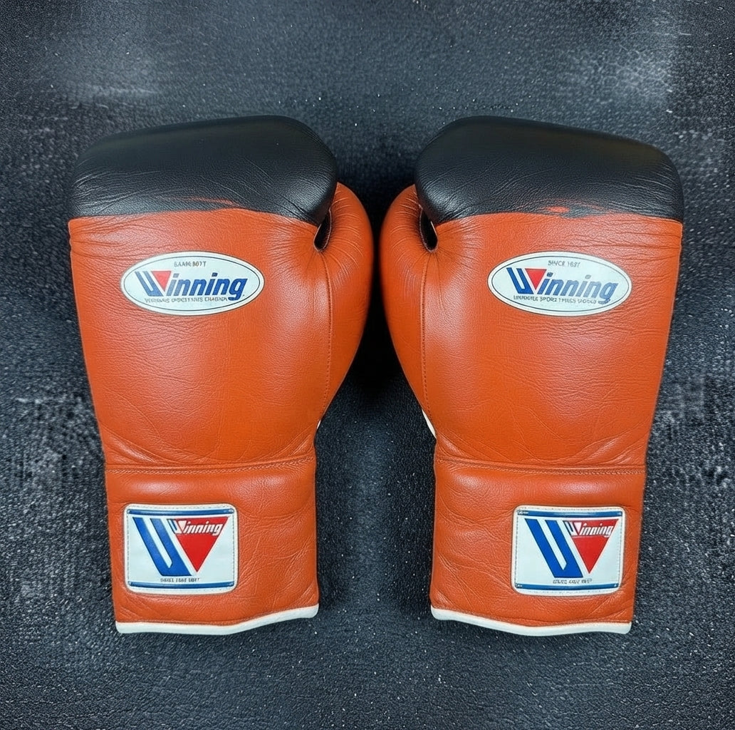 Winning Boxing Sets Black/Orange Leather Gloves