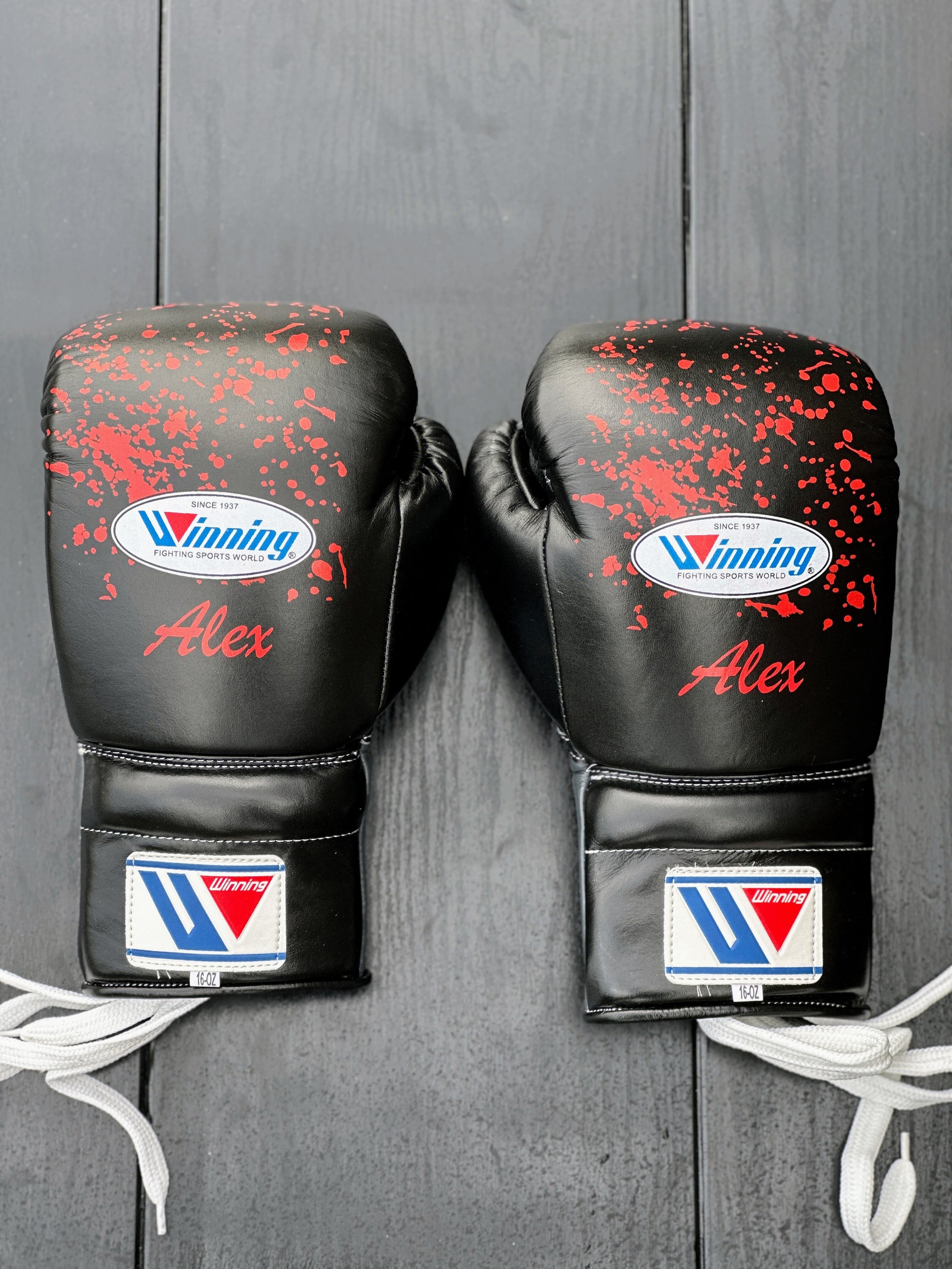 Winning Black/Red/White Boxing Set Gloves Backk view