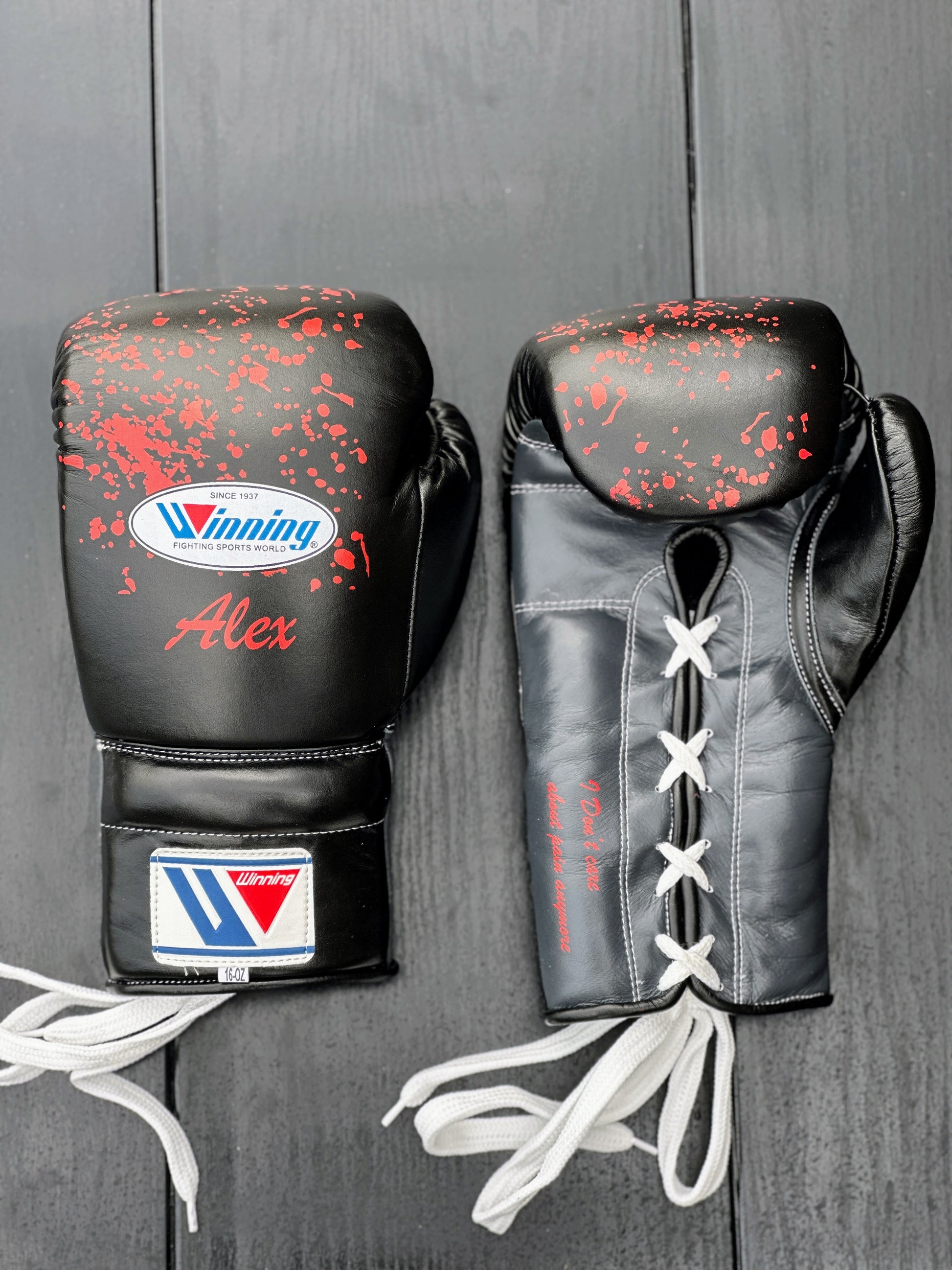 Winning Black/Red/White Boxing Set Gloves Front view