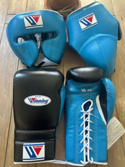 Winning Blue/Black Boxing Set 14oz Gloves Full Gear Pack