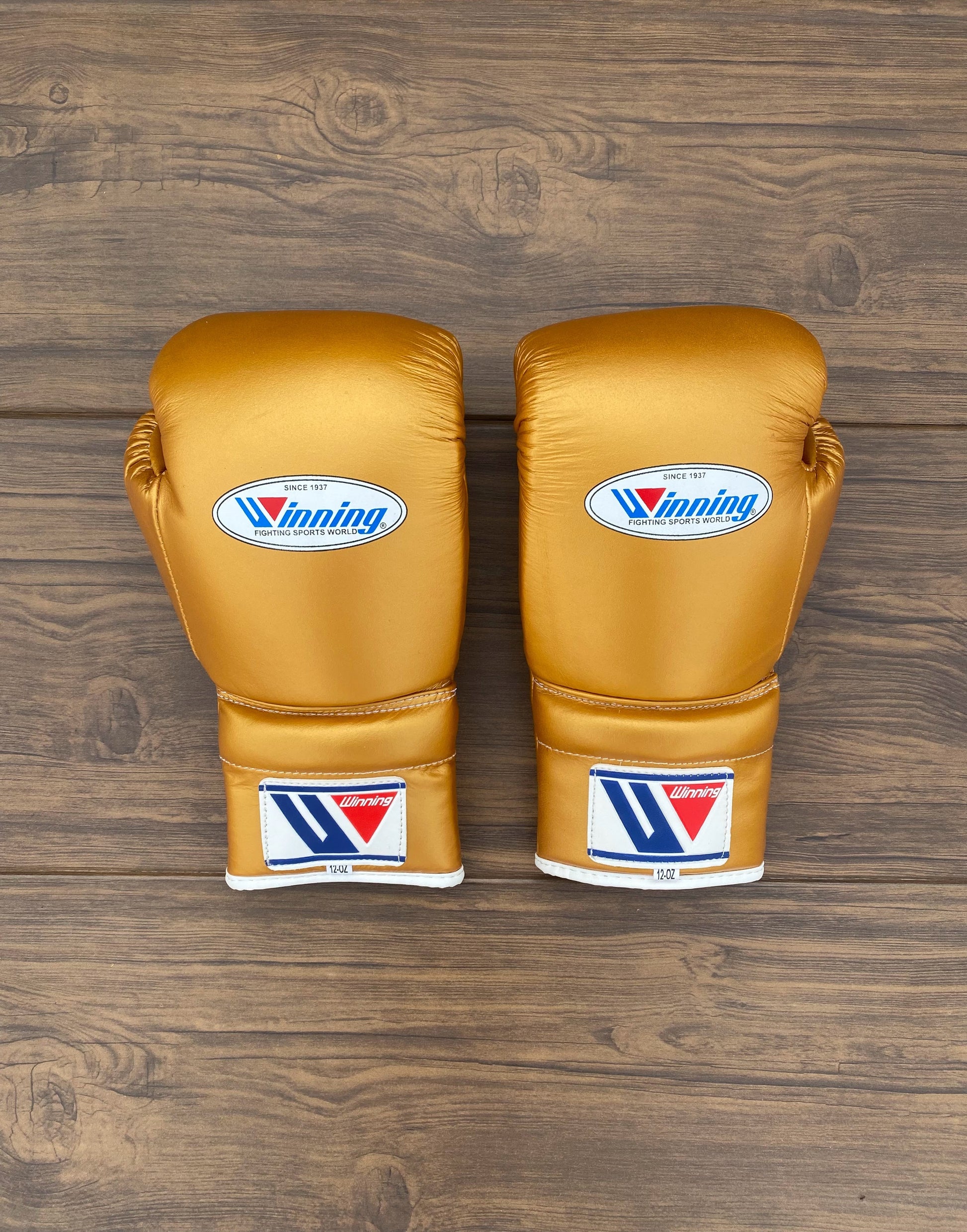 Winning Boxing Set Gold 14oz Gloves Back View