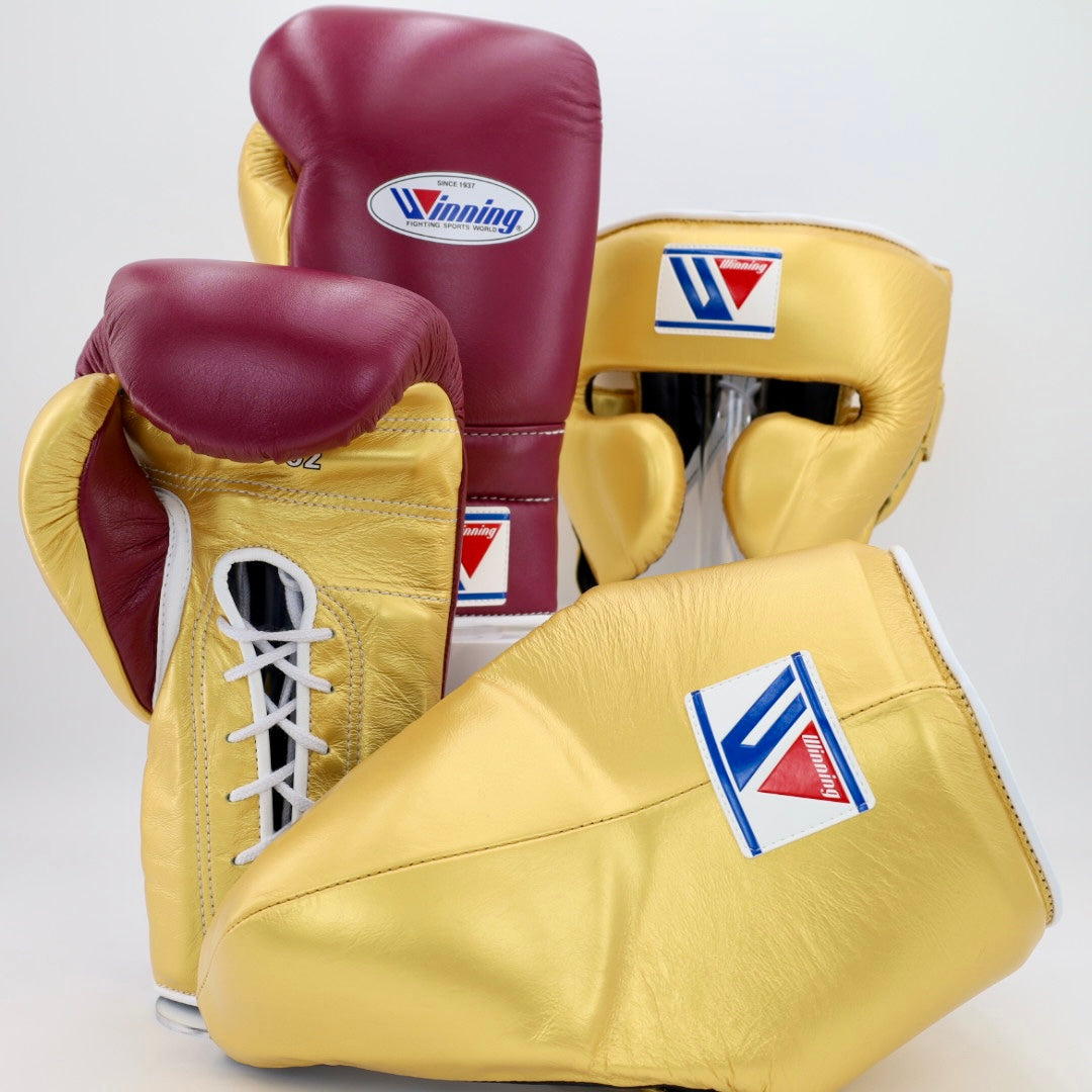Winning Boxing Gloves Set Gold/Black Great Value Training Pack