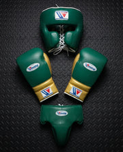 Winning Boxing Sets Green/Gold Curved Gloves for MMA Training