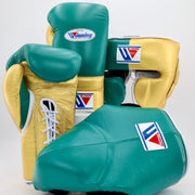 Winning Green/Gold Boxing Set Lace-Up Gloves Training Bundle