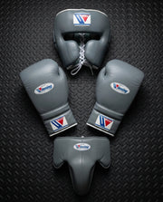 Winning Boxing Sets Grey Leather Gloves and Mitts for Sparring