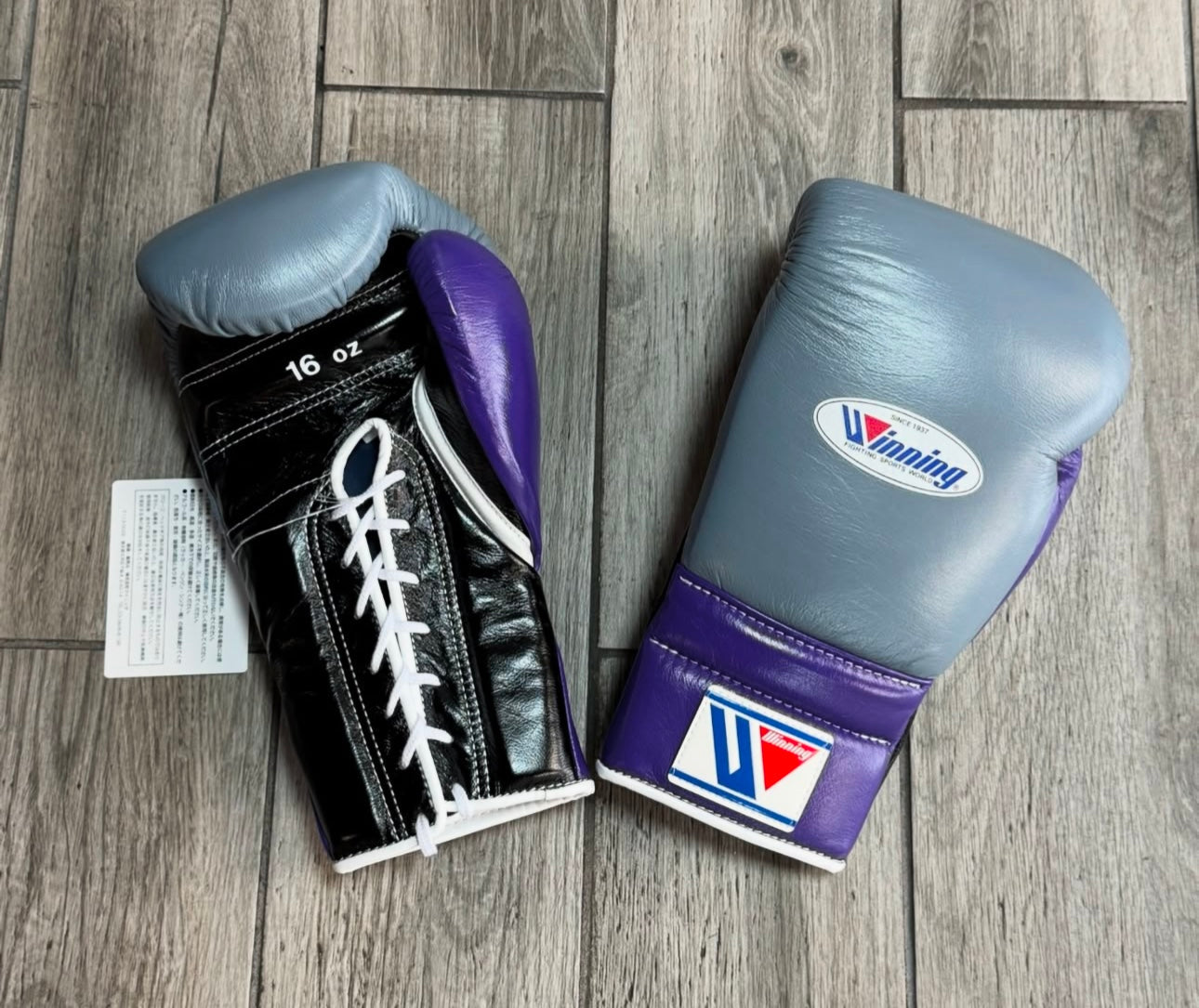 Winning Boxing Set Grey/Purple/Black Gym Training Gloves