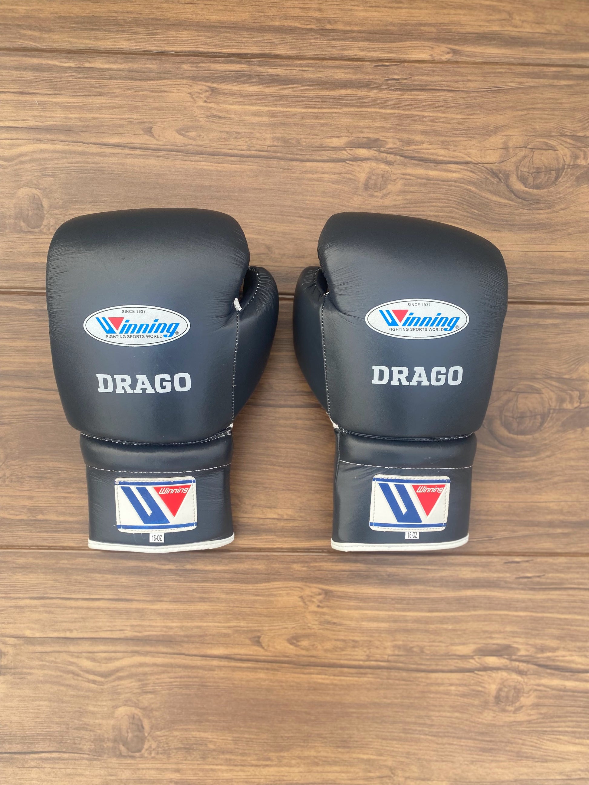 Winning Dark-Grey Boxing Set Premium Training Gloves Back View