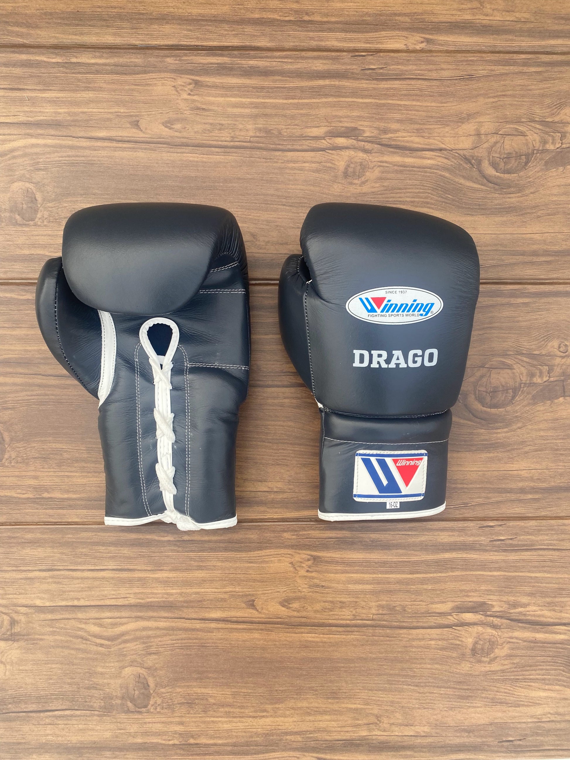 Winning Dark-Grey Boxing Set Premium Training Gloves Front View