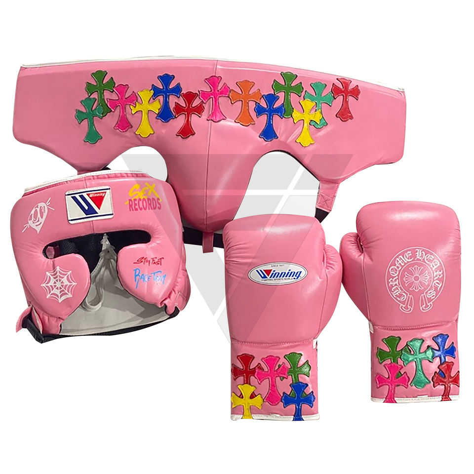 Winning Pink Boxing Set Fitness Training Gloves Headguard