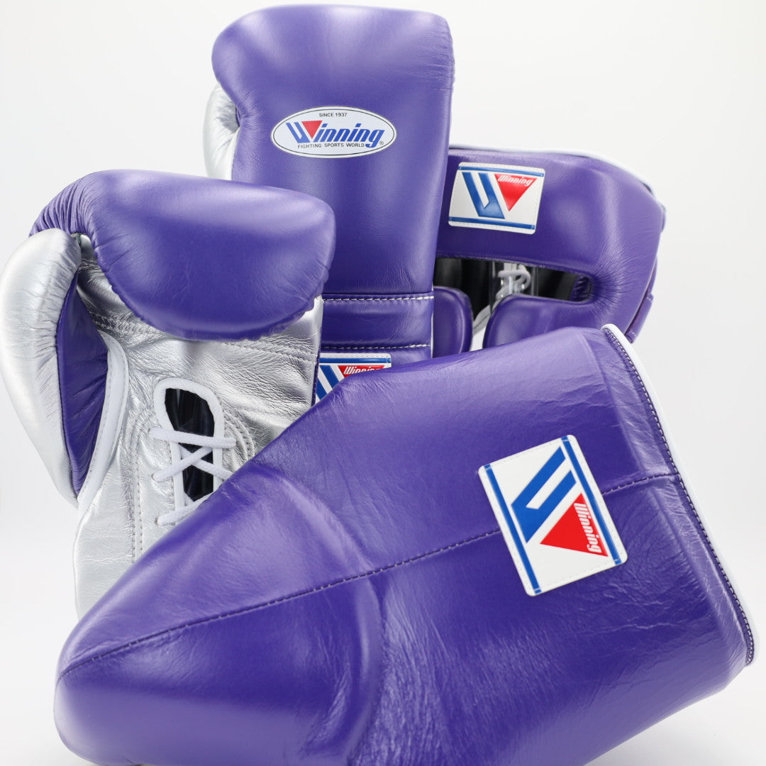 Winning Purple/Silver Boxing Set Custom Training Gloves Bundle