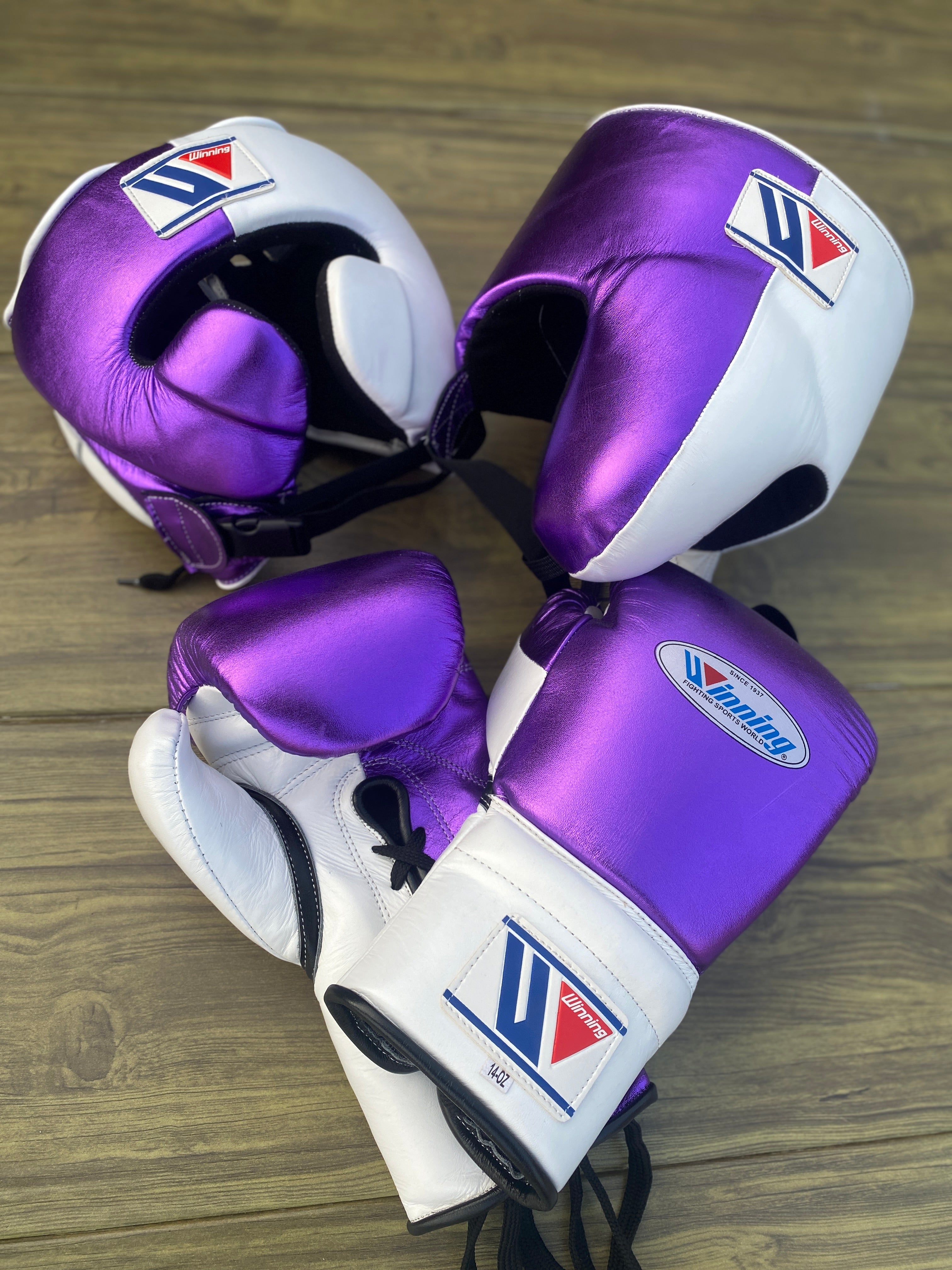 Winning White/Purple Boxing Set Full View