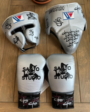 Winning Silver/Dark-Brown Boxing Set Heavy Duty Gloves Training Collection
