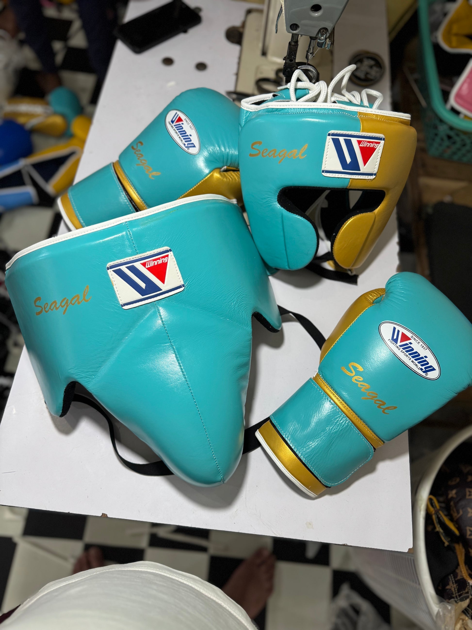 Winning Beginner Boxing Set Sky-Blue/Gold Gloves Full Training Set