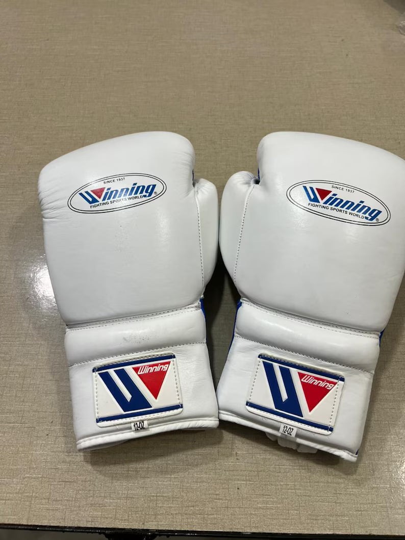 Winning White/Blue Boxing Set Heavy Duty Gloves view
