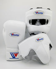 Winning Boxing Sets White Leather Gloves and Mitts for Training