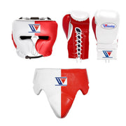 Winning Complete Boxing Set White/Red Gloves Headguard Training Bundle