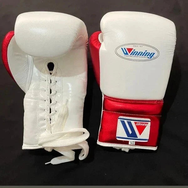 Winning Boxing Set White/Red Gym Training Gloves 