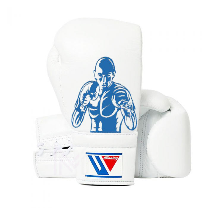 Winning White/Sky-Blue Full Boxing Set Gloves 