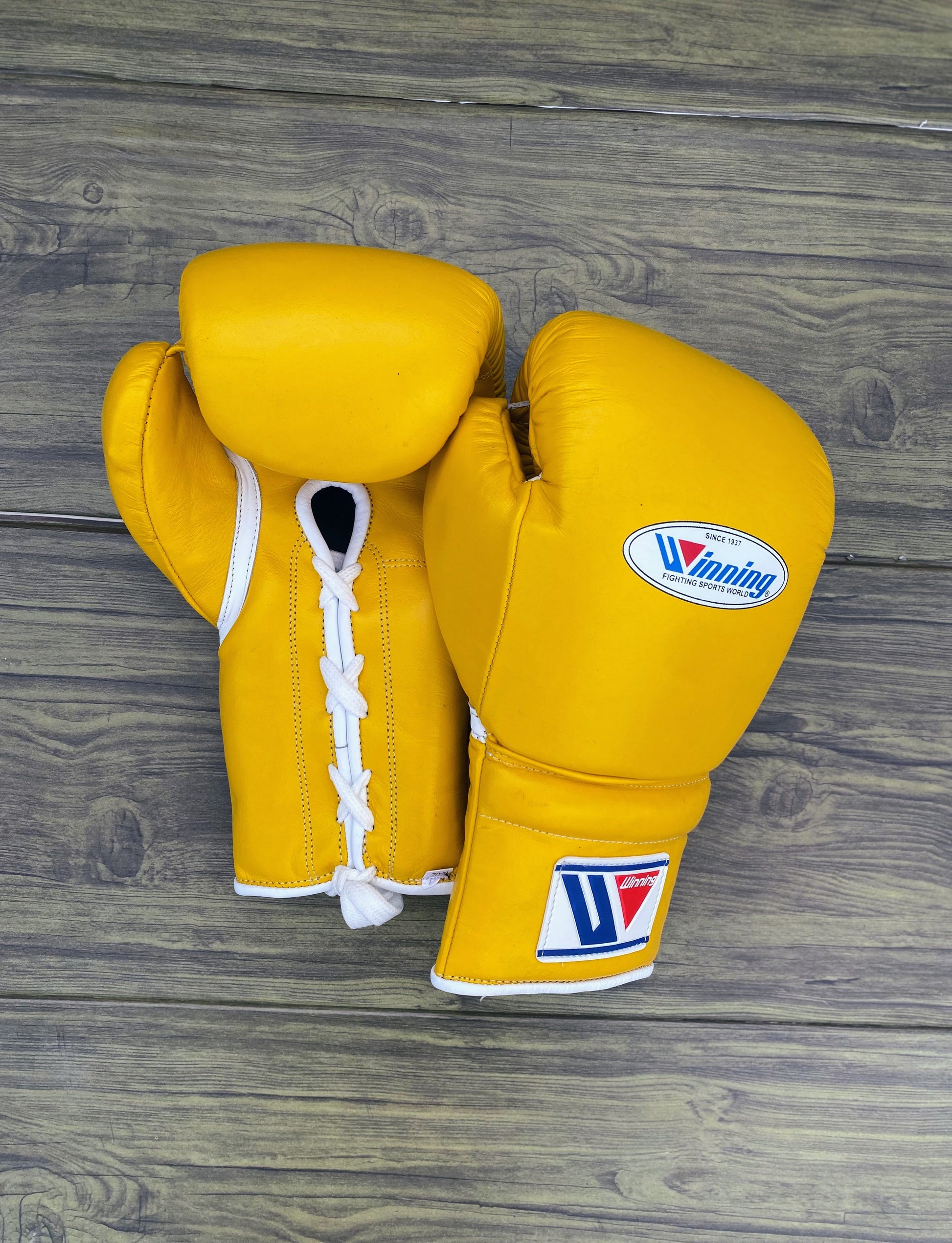 Winning Leather Boxing Set Yellow Gym Training Kit