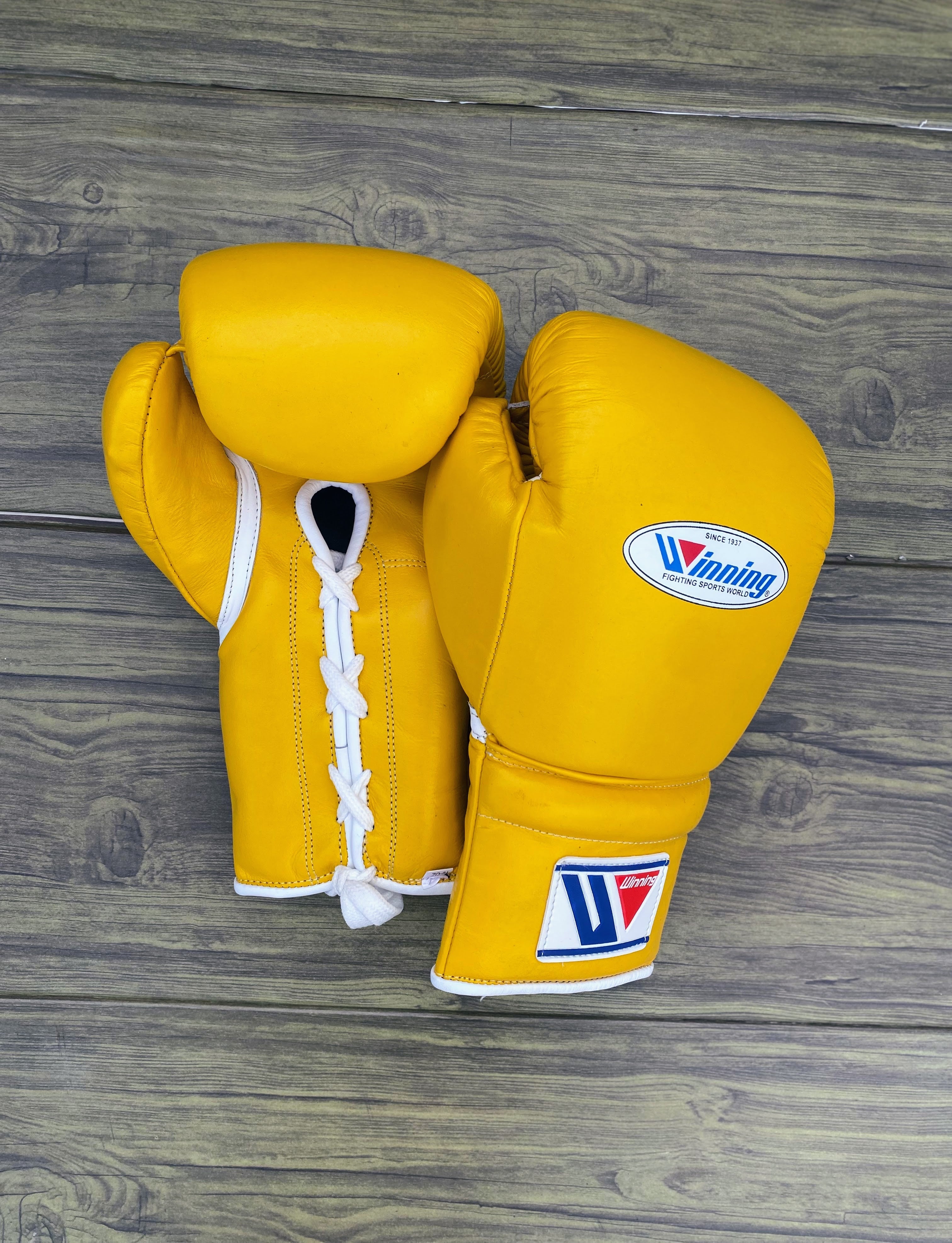 Winning Leather Boxing Set Yellow Gym Training Kit