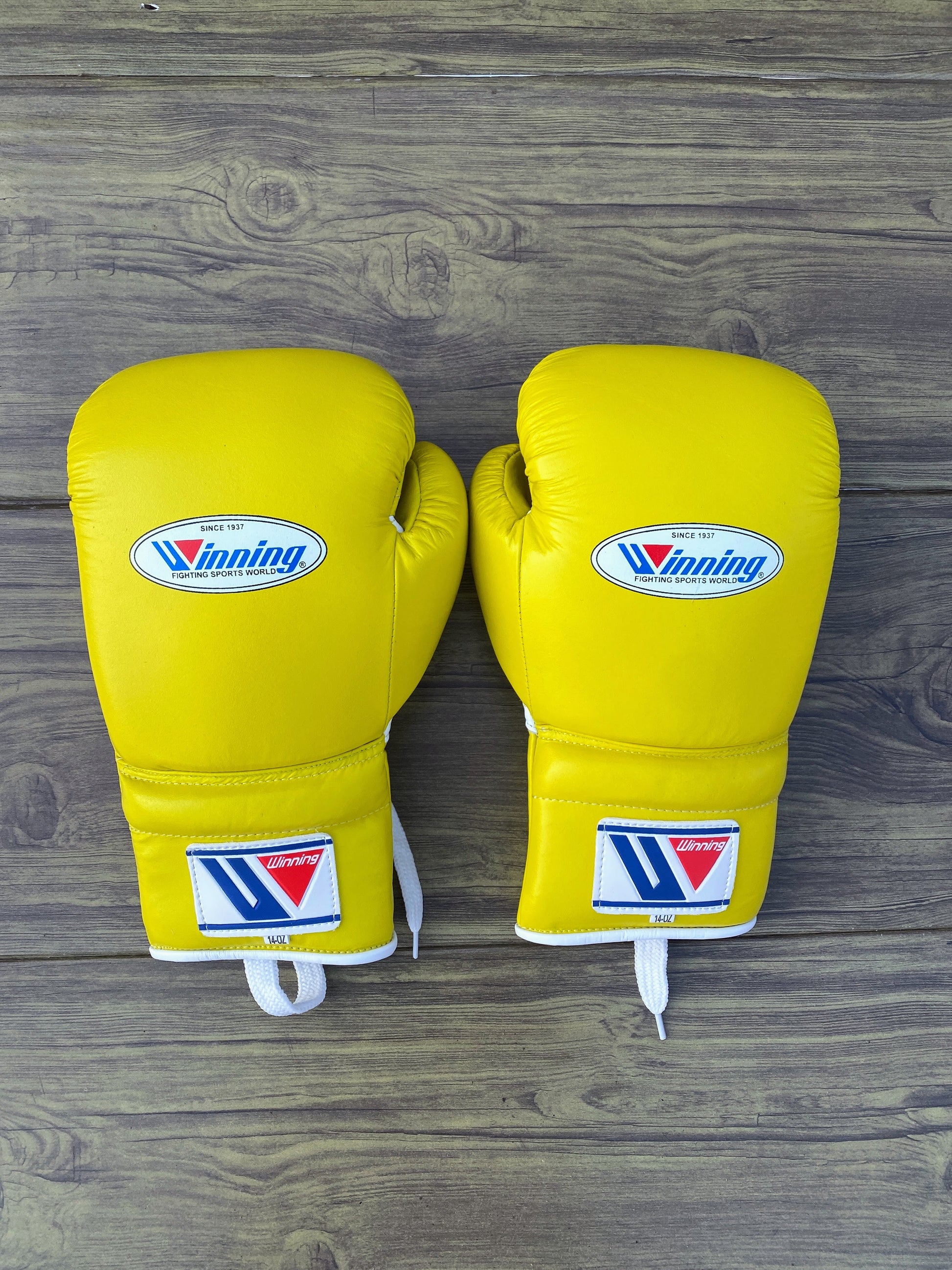 Winning Yellow Boxing Set Gloves Back View