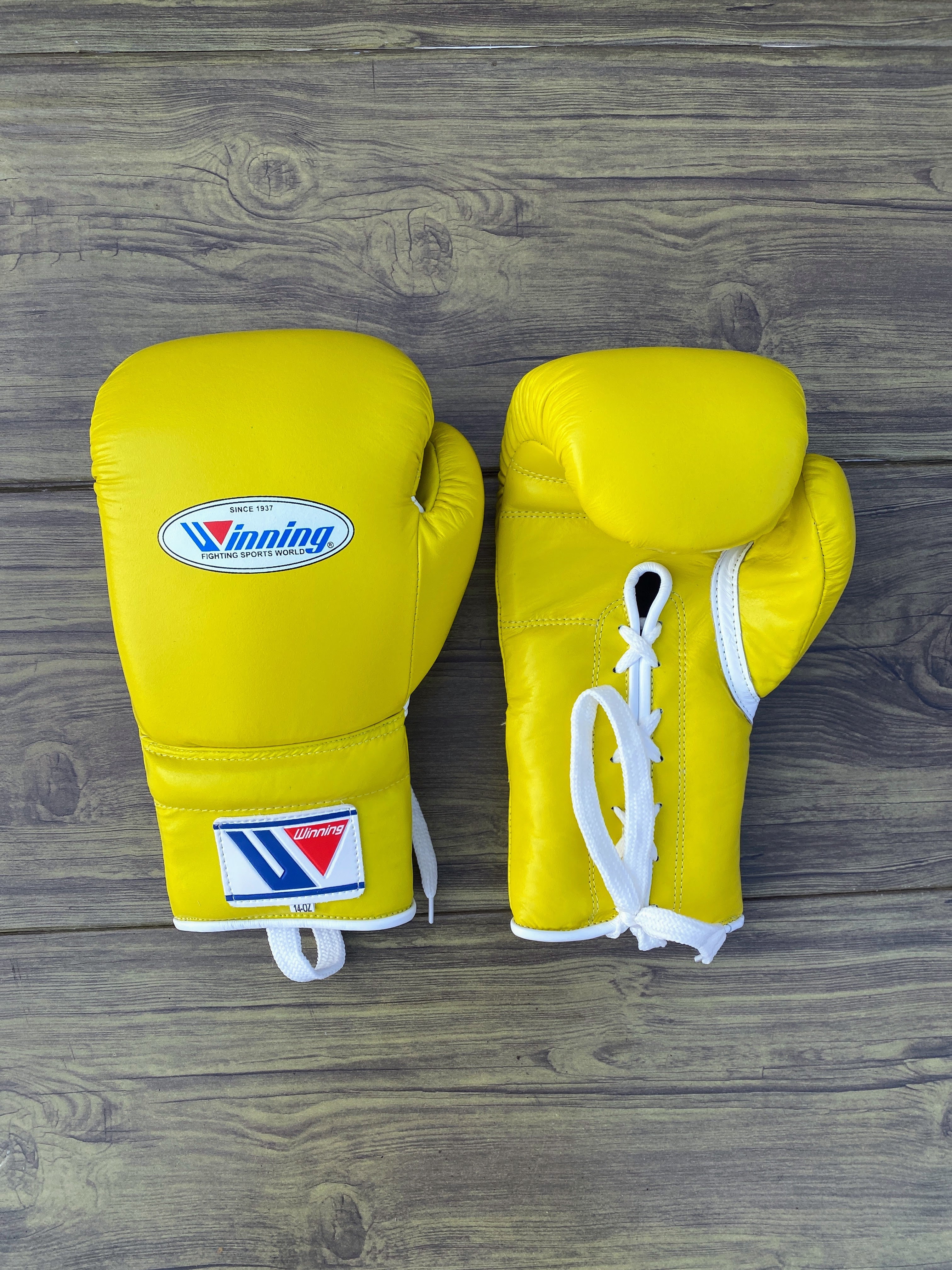 Winning Yellow Boxing Set Gloves Front View