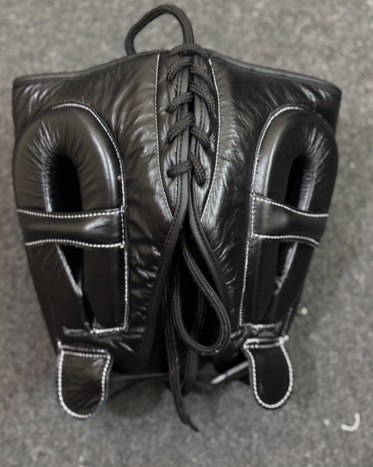 Winning Black Chrome Heart Style Headgear Women Fitness Training Headguard Back View