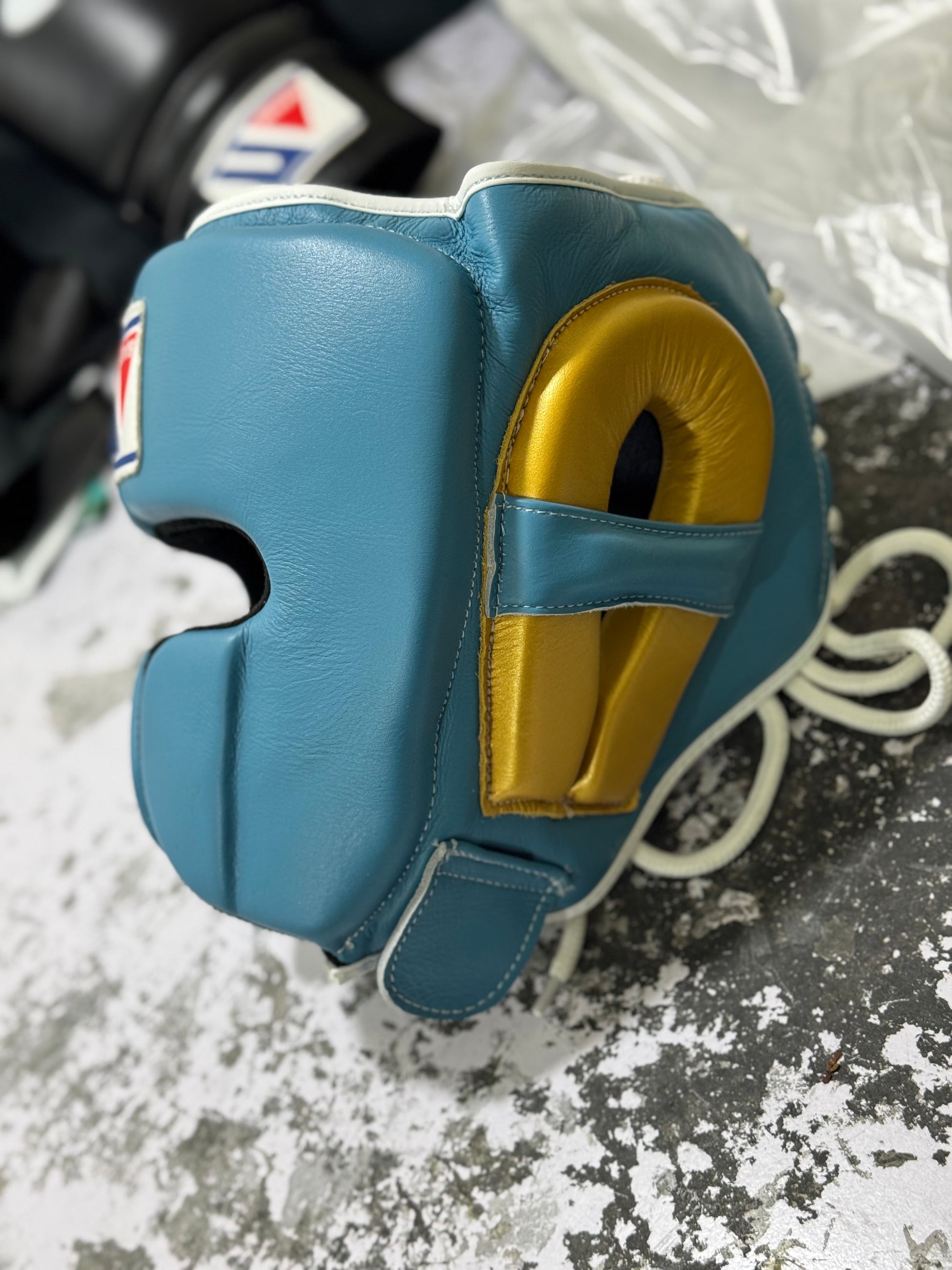 Winning Cheek protector Headgear | Sea-Green/Gold