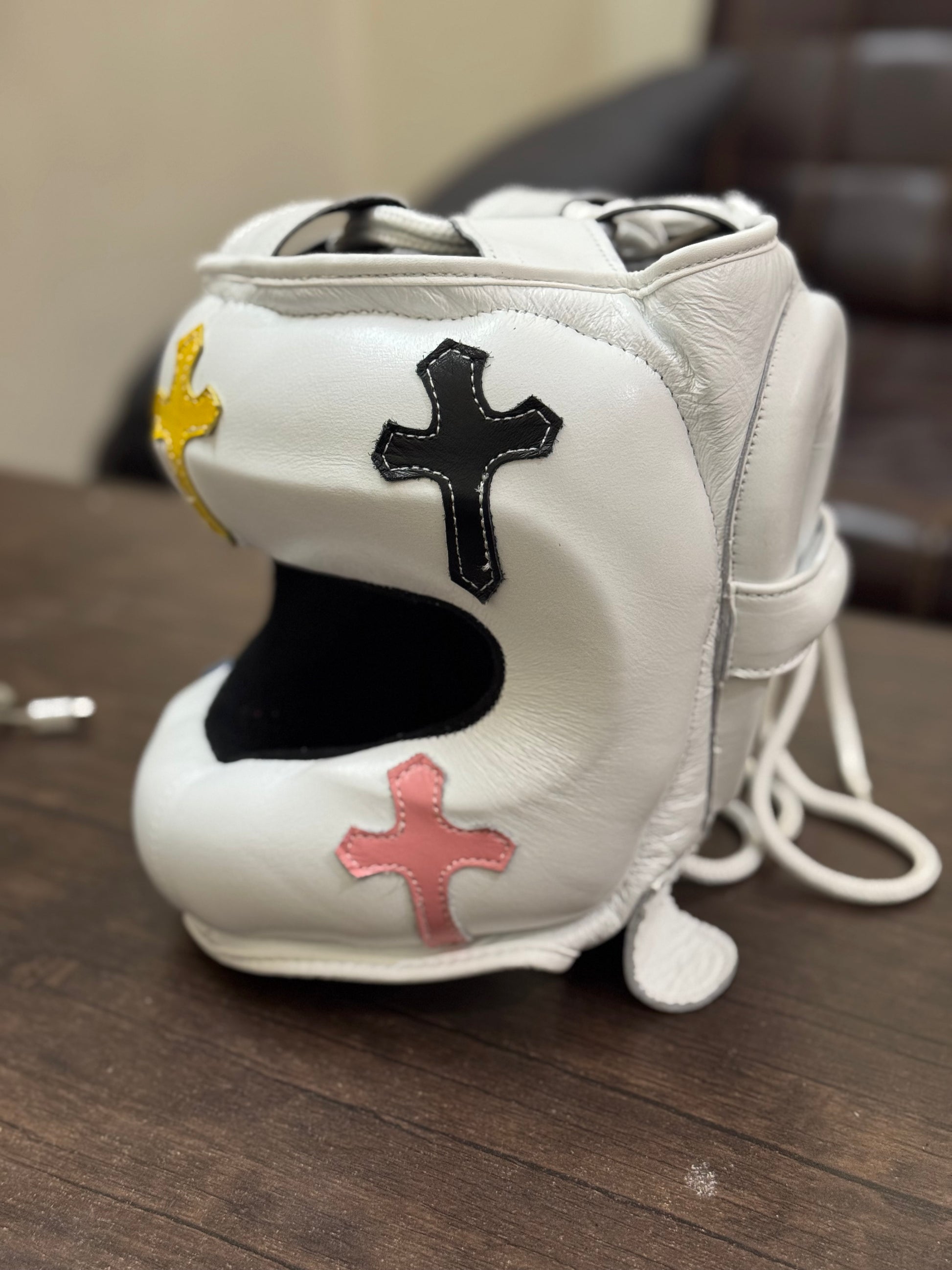 Winning Nosebar Headgear | White Chrome Heart Style