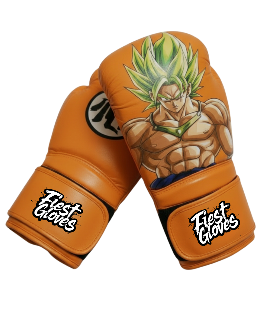 Fiest Winning Style Orange Leather Boxing Gloves Back View