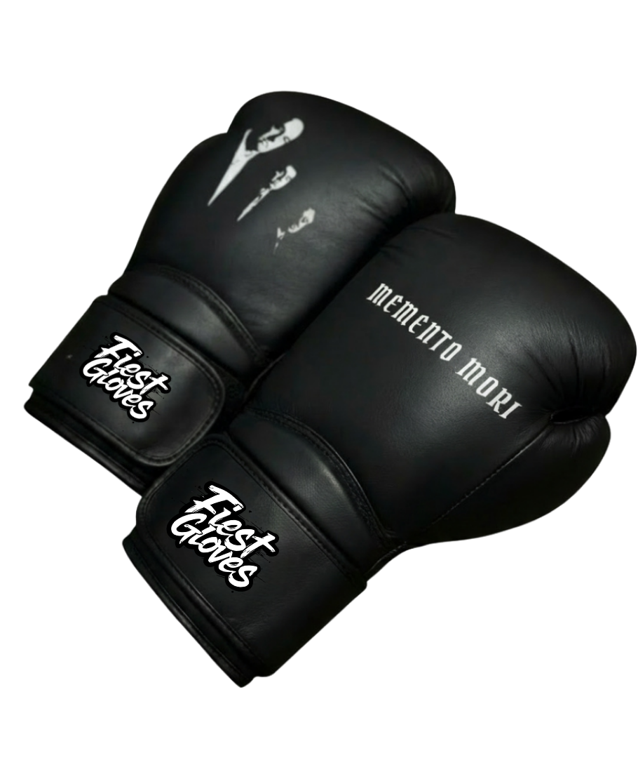 Fiest Winning Style Black Lace-Up Boxing Gloves Back View