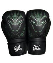 Fiest Winning Style Black/Green Leather Boxing Gloves Heavy Duty Pair