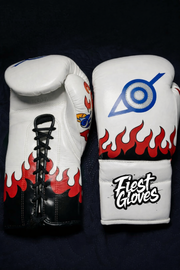 Fiest Winning Style White Flame Style 14oz Boxing Gloves Custom Sparring Gloves