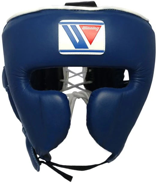 Winning Boxing Headguard Dark-Blue Leather Head Guard for Training