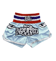 Men's athletic Sky-blue/red/blue boxing shorts perfect for kickboxing training