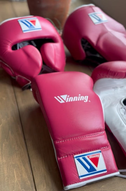 Winning boxing gloves set, Winning pink Boxing Gear, Winning Head Guard, Winning Groin Guard,