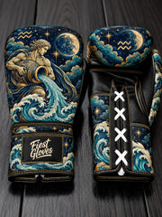 Fiest Gloves Aquarius Zodiac edition custom boxing gloves with celestial water bearer design.