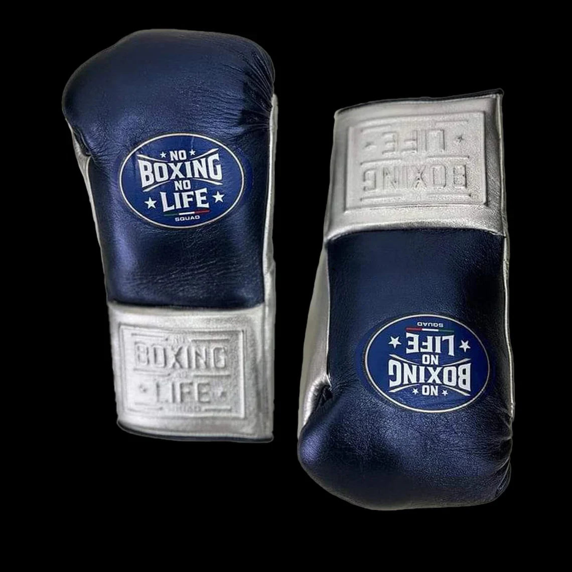 Budget No Boxing No Life Training Gloves Dark-Blue/Silver 12oz Custom Fit