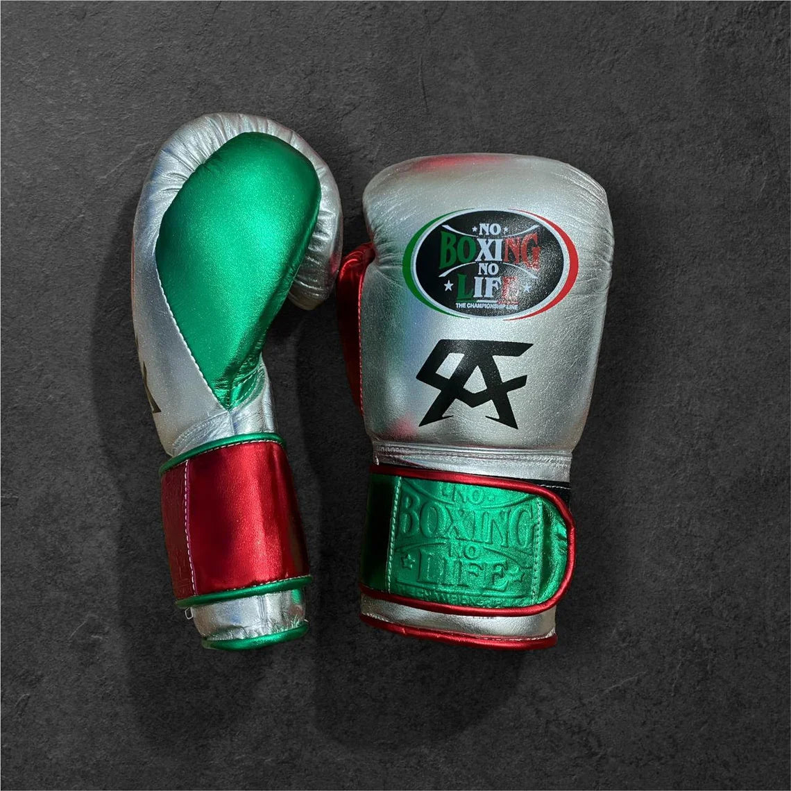 Affordable No Boxing No Life Heavy Duty Gloves Silver/Red/Green Gym Training