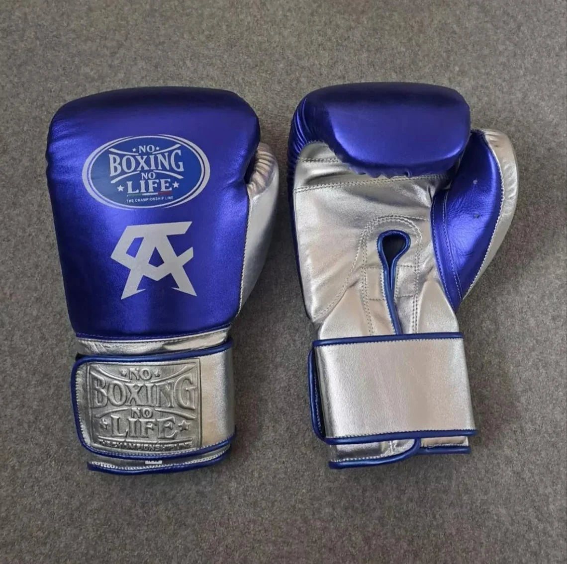 Affordable Custom No Boxing No Life Boxing Gloves Navy-Blue/Silver Daily Training