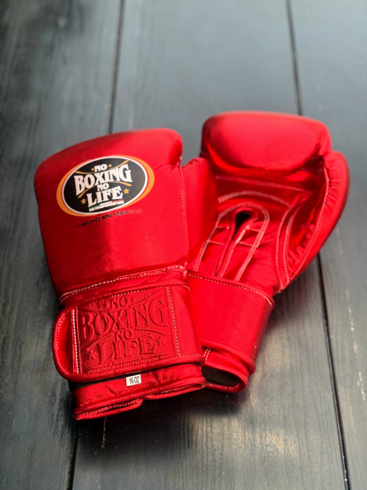 no boxing no life red boxing gloves back front thumb view custom training gloves for boxing