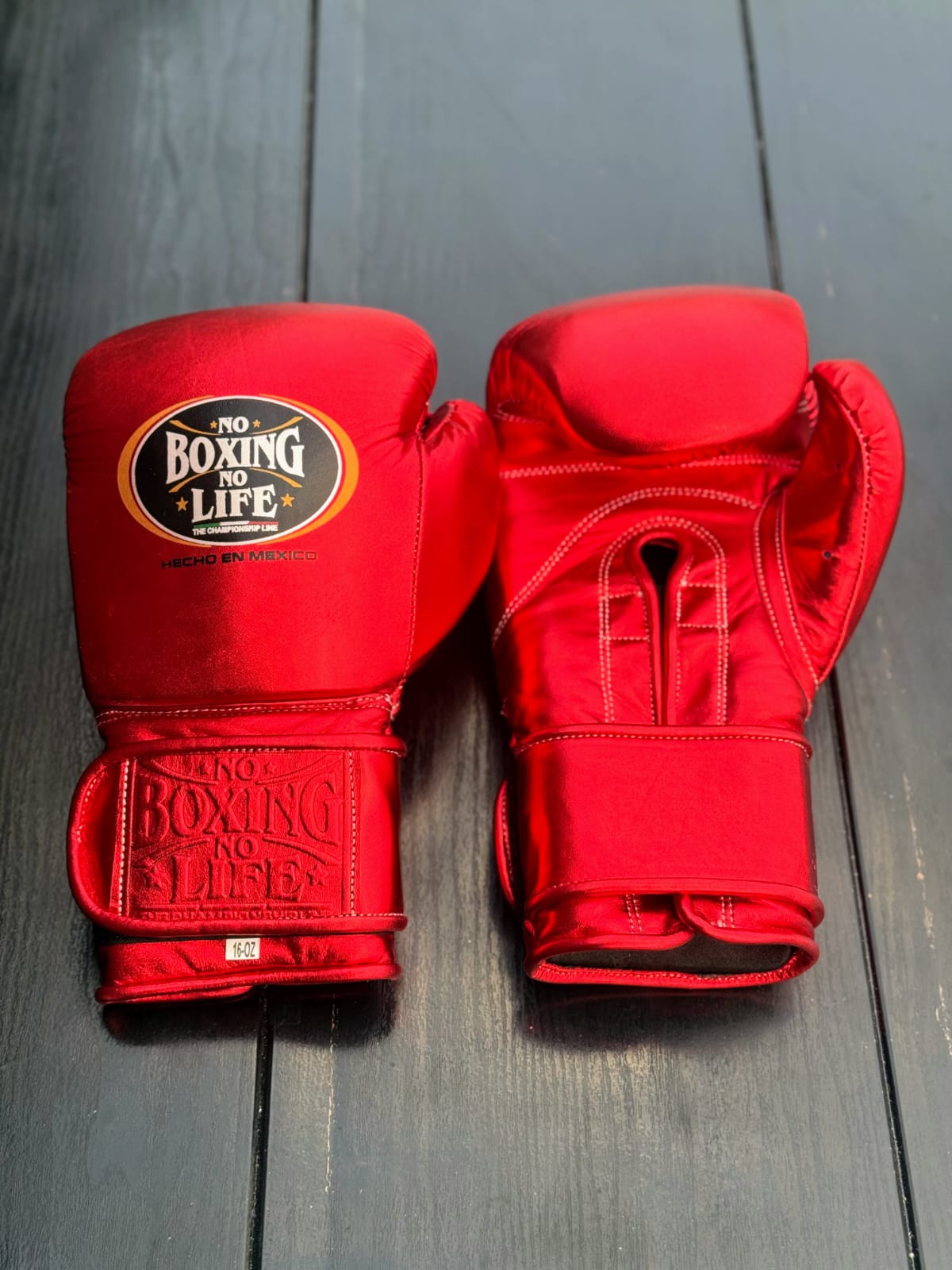 no boxing no life red boxing gloves front back thumb view custom training gloves for boxing