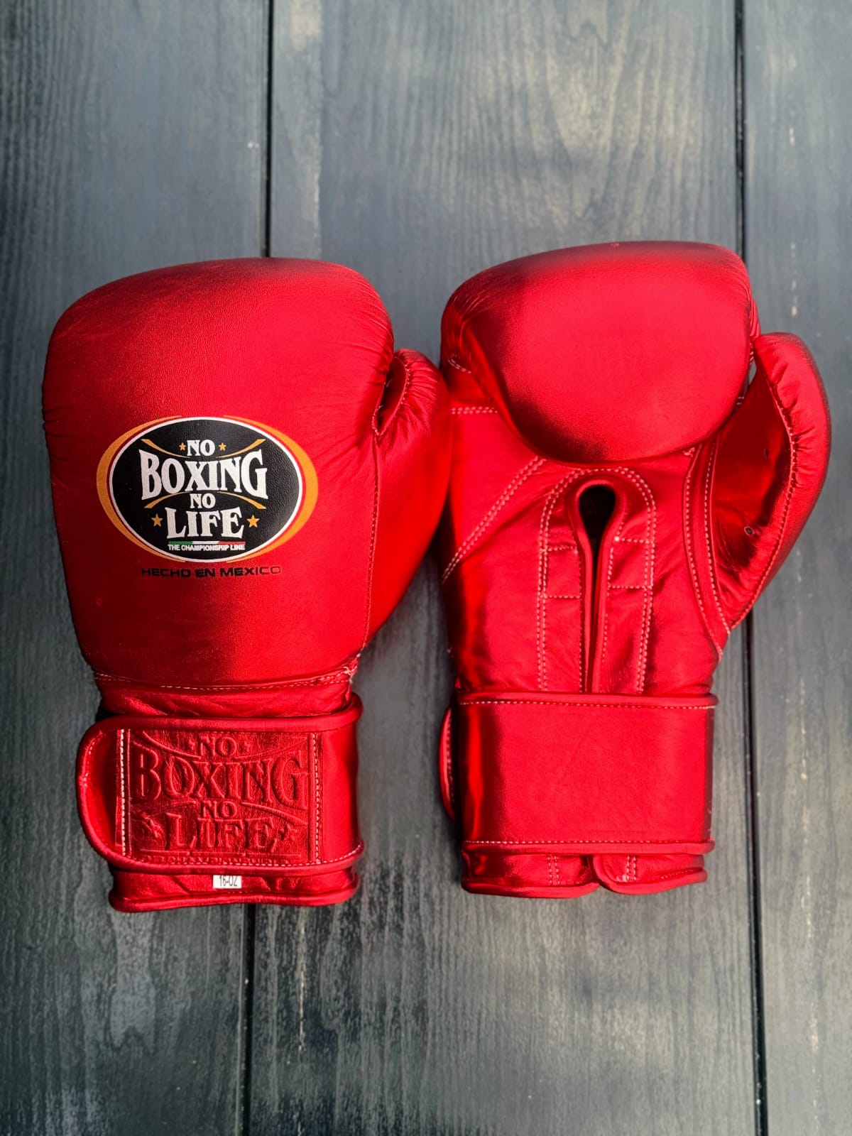no boxing no life red boxing gloves front back view custom training gloves for boxing