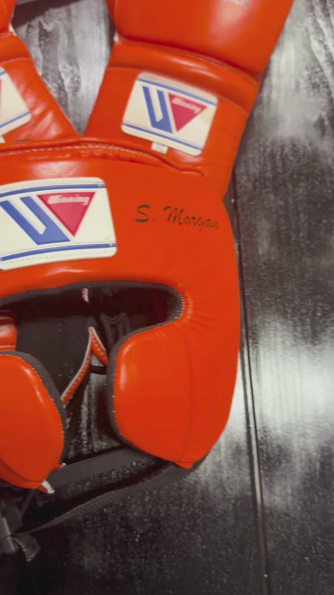 Load video: Winning Boxing Gloves Set Orange Custom Fit