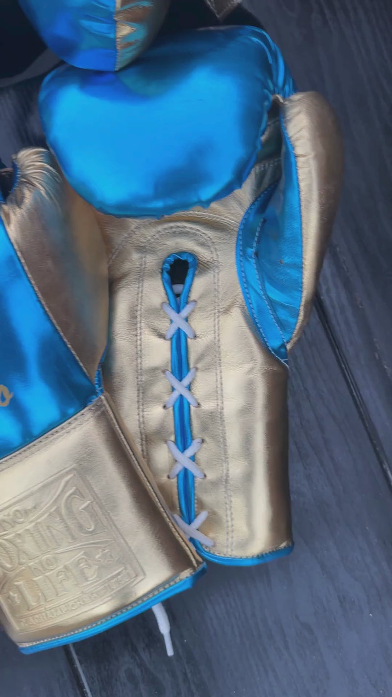 No Boxing No Life Boxing Gloves Set Blue/Gold Video