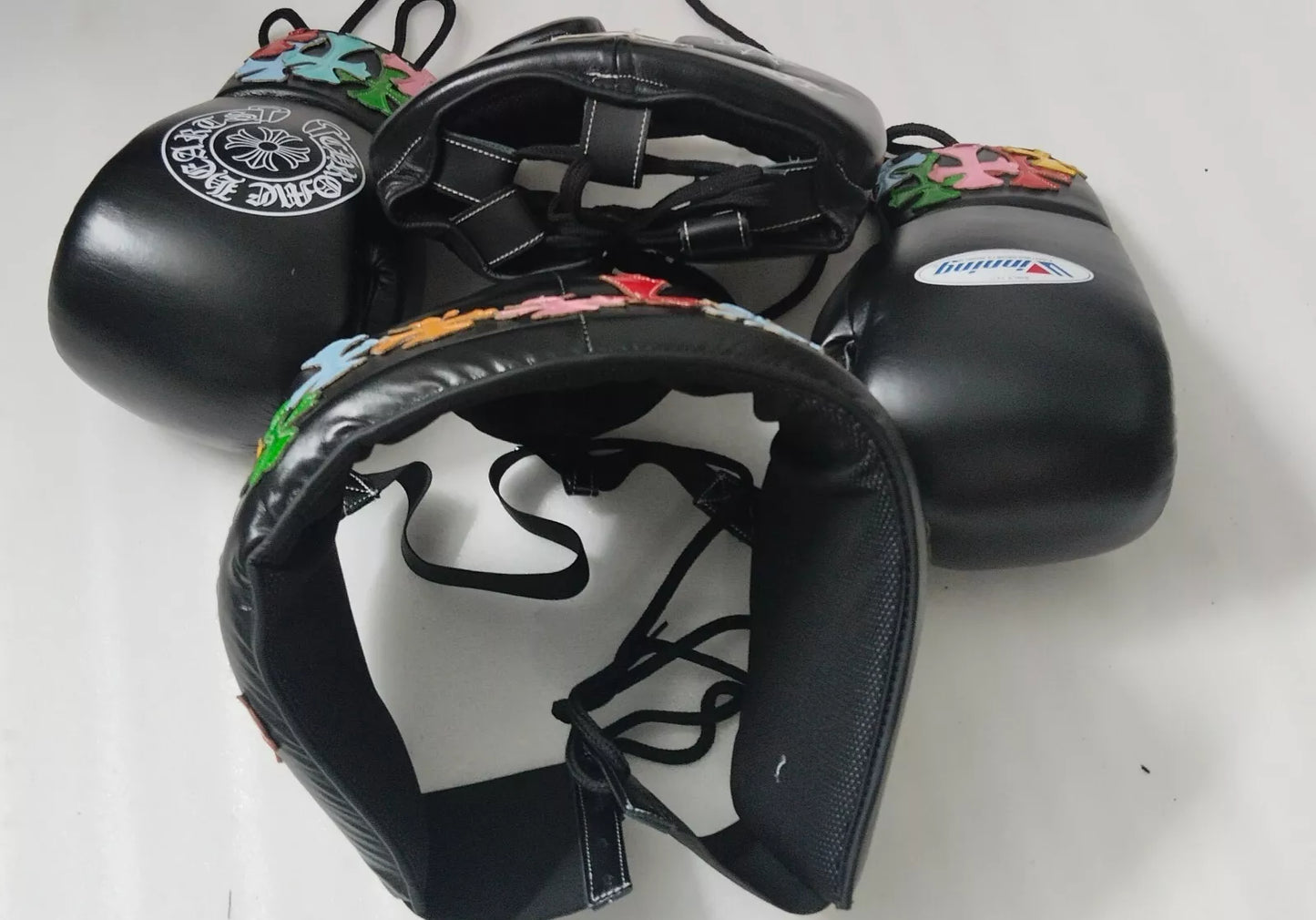 Winning boxing gloves set, Winning BLACK Boxing Gear, Winning Head Guard, Winning Groin Guard