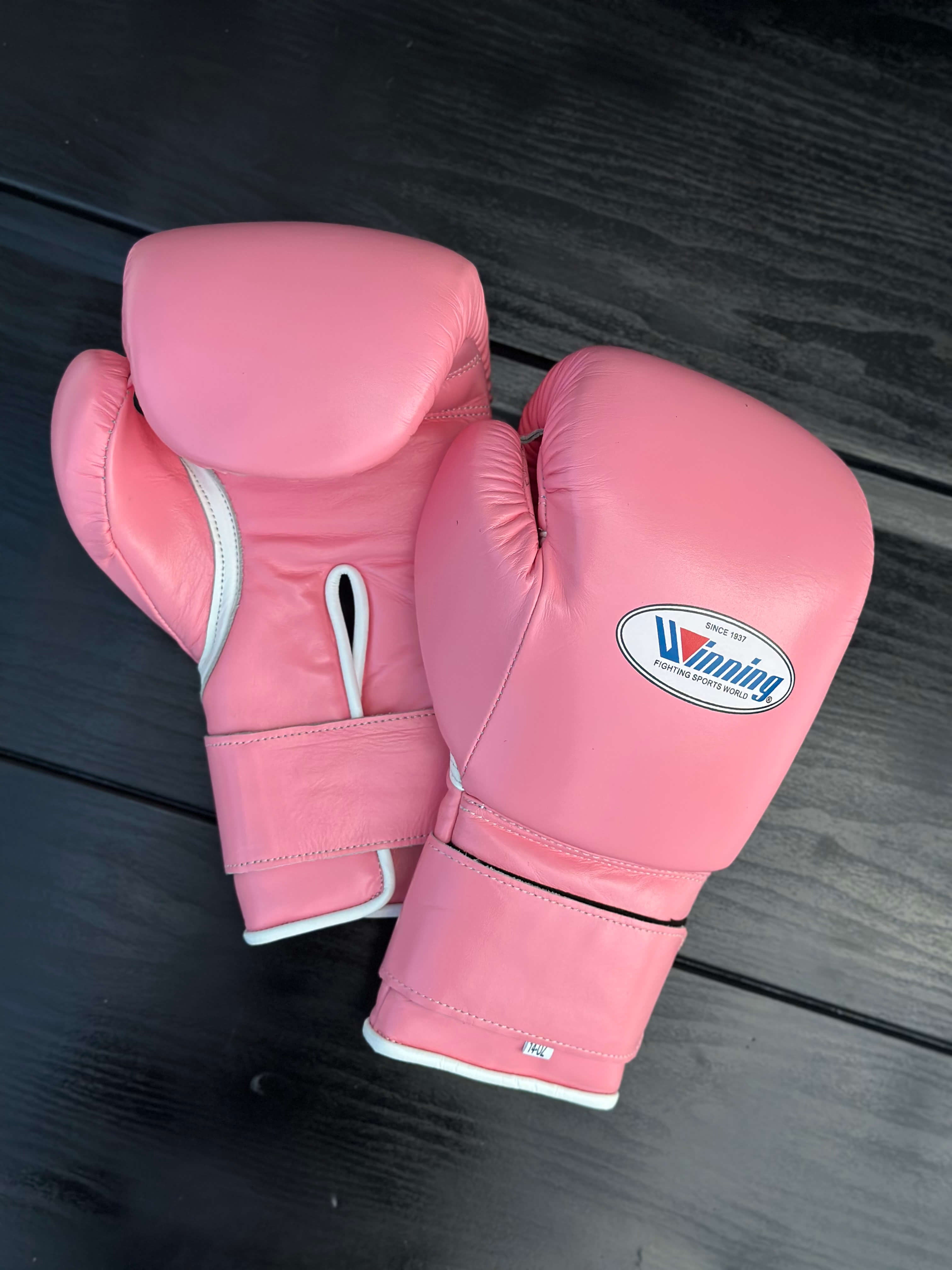 winning boxing gloves pink velcro high back front thumb view quality sparring gloves