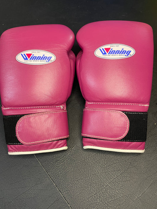 winning boxing gloves pink velcro high back thumb view quality sparring gloves